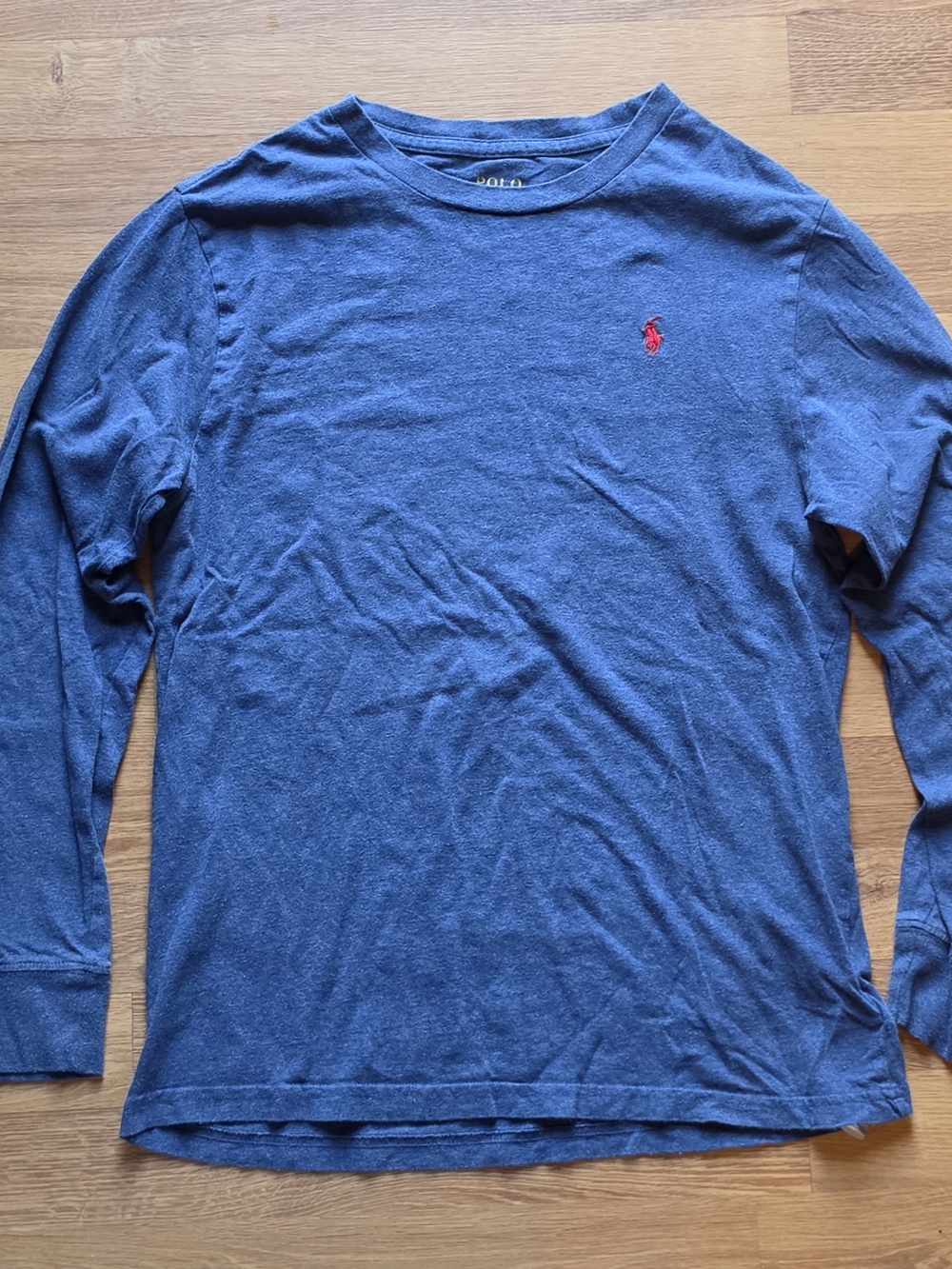Polo by Ralph Lauren Kid’s Long-Sleeve Crew Neck Shirt - Navy with Red Logo